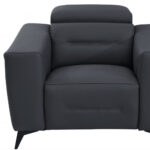 41" Dark Gray Italian Leather Modern Power Recliner Chair with Dark Charcoal Legs