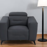 41" Dark Gray Italian Leather Modern Power Recliner Chair with Dark Charcoal Legs