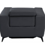 41" Dark Gray Italian Leather Modern Power Recliner Chair with Dark Charcoal Legs
