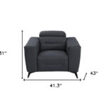 41" Dark Gray Italian Leather Modern Power Recliner Chair with Dark Charcoal Legs