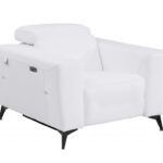 41" White Italian Leather Modern Power Recliner Chair