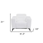 41" White Italian Leather Modern Power Recliner Chair