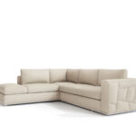 117-Inch Beige Italian Leather Reclining L-Shaped Corner Sectional