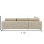 117-Inch Beige Italian Leather Reclining L-Shaped Corner Sectional