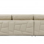 117-Inch Beige Italian Leather Reclining L-Shaped Corner Sectional