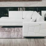 White Italian Leather Reclining L Shaped Corner Sectional