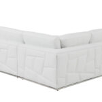 White Italian Leather Reclining L Shaped Corner Sectional