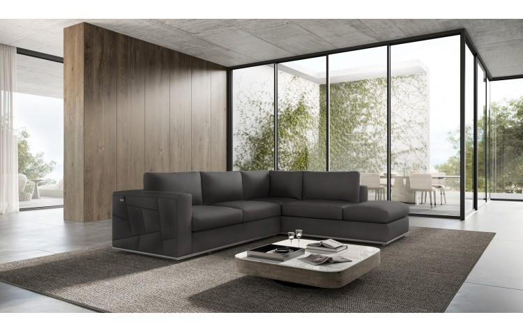 117 Inch Dark Gray Italian Leather Reclining L Shaped Sectional 5 117 Inch Dark Gray Italian Leather Reclining L Shaped Sectional - Image 5