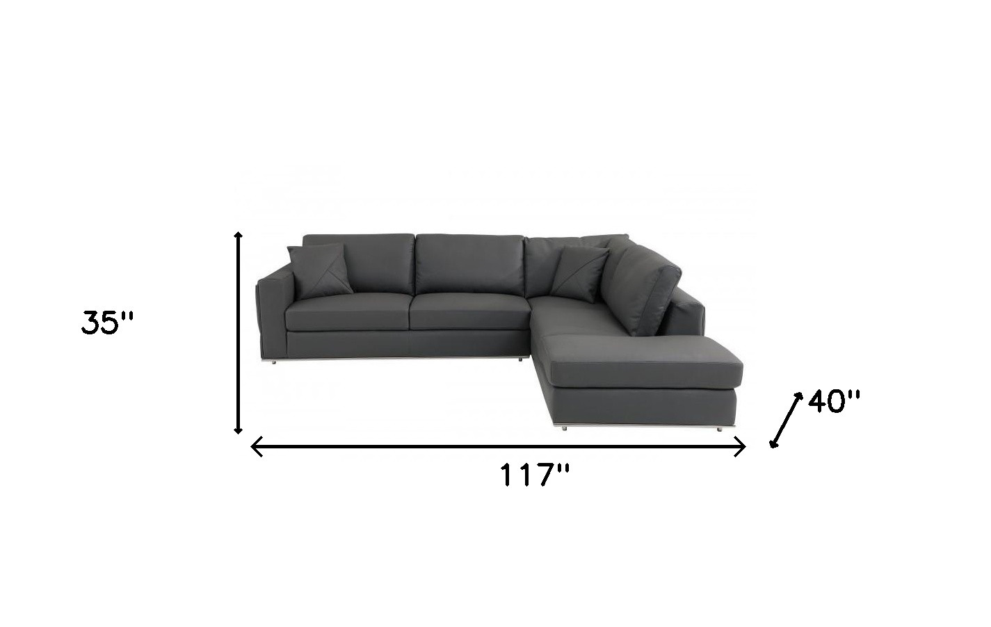 117 Inch Dark Gray Italian Leather Reclining L Shaped Sectional 6 117 Inch Dark Gray Italian Leather Reclining L Shaped Sectional - Image 6
