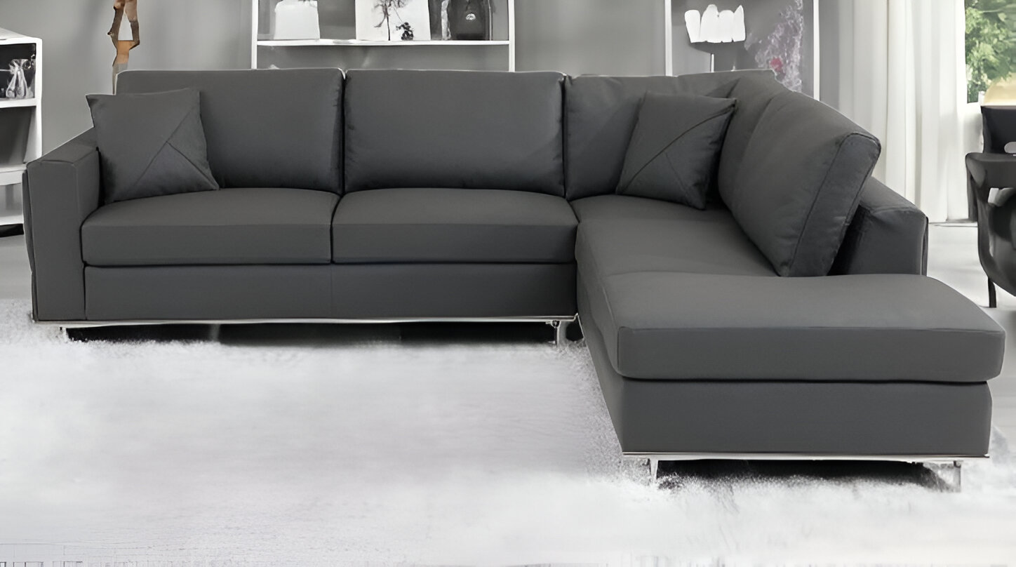 117 Inch Dark Gray Italian Leather Reclining L Shaped Sectional 2 117 Inch Dark Gray Italian Leather Reclining L Shaped Sectional - Image 2