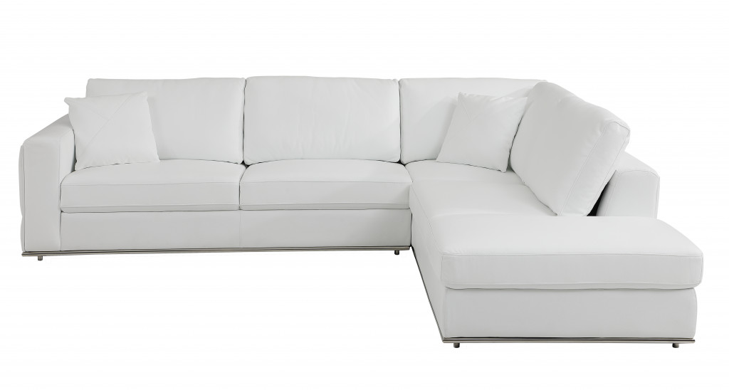 117" White Italian Leather Reclining L Shaped Corner Sectional 1 117" White Italian Leather Reclining L Shaped Corner Sectional