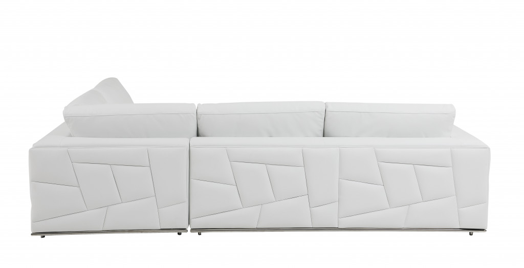 117" White Italian Leather Reclining L Shaped Corner Sectional 4 117" White Italian Leather Reclining L Shaped Corner Sectional - Image 4