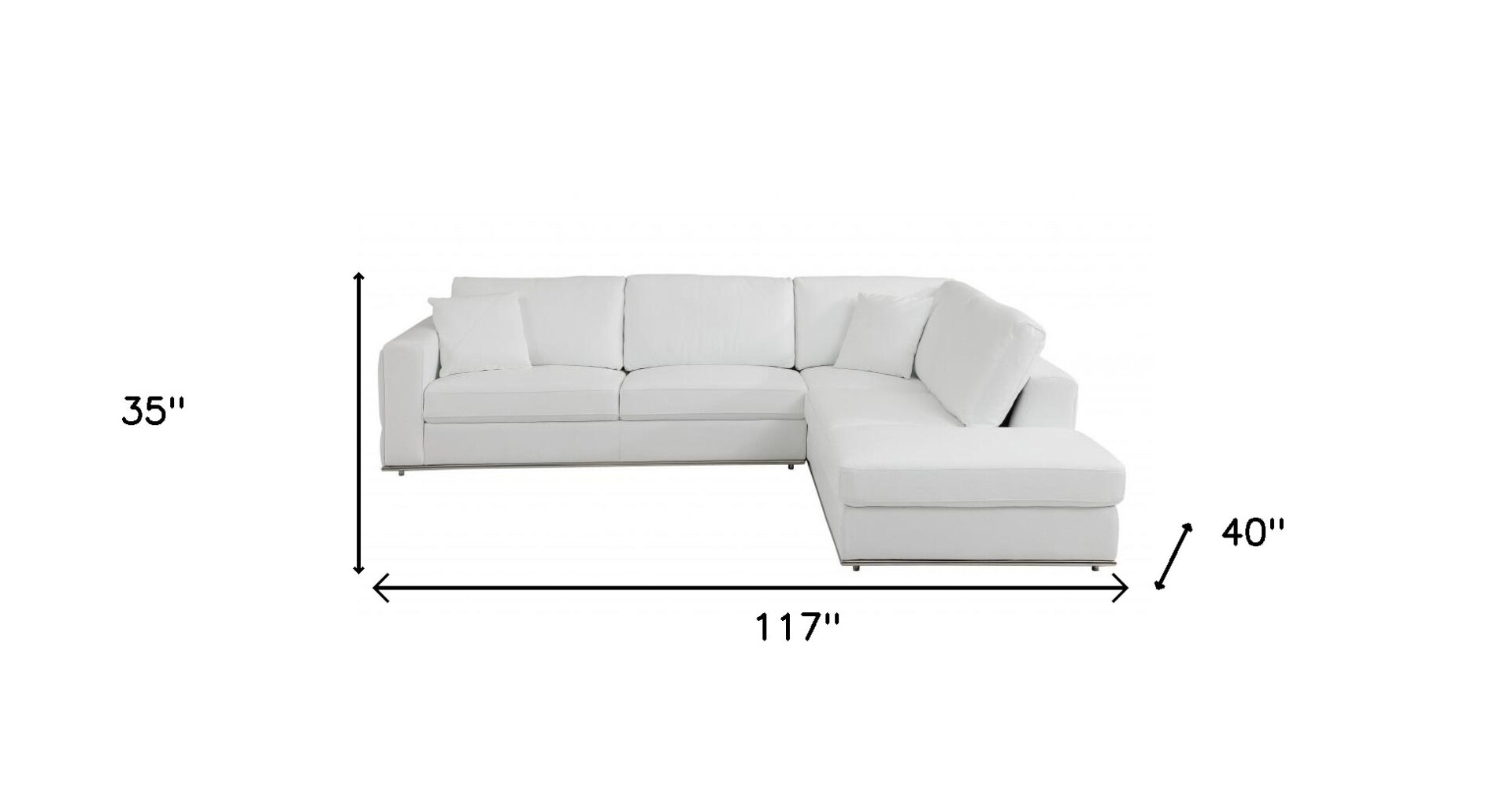 117" White Italian Leather Reclining L Shaped Corner Sectional 8 117" White Italian Leather Reclining L Shaped Corner Sectional - Image 8