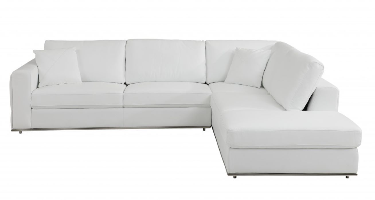 117" White Italian Leather Reclining L Shaped Corner Sectional 5 117" White Italian Leather Reclining L Shaped Corner Sectional - Image 5