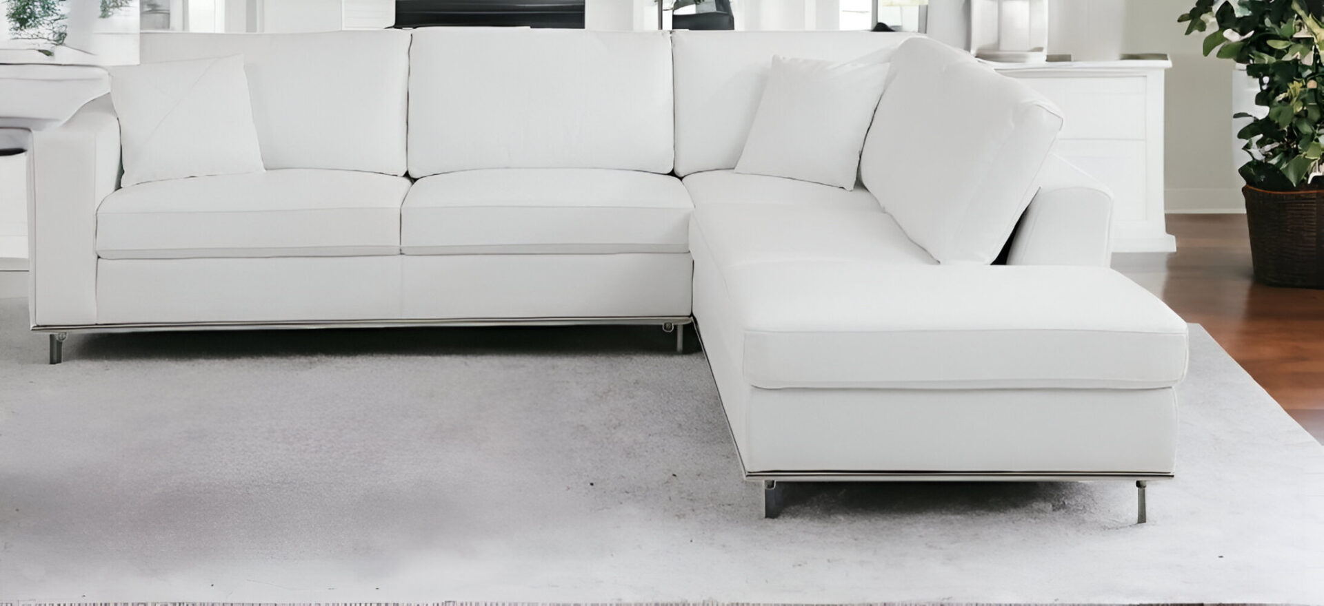 117" White Italian Leather Reclining L Shaped Corner Sectional 2 117" White Italian Leather Reclining L Shaped Corner Sectional - Image 2