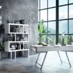 63 Inch White and Silver Writing Desk With Drawers