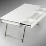 63 Inch White and Silver Writing Desk With Drawers