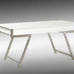63 Inch White and Silver Writing Desk With Drawers