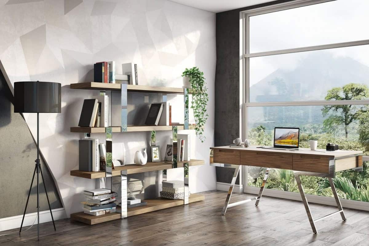 Walnut and Chrome Rectangular Writing Desk With Three Drawers 6 Walnut and Chrome Rectangular Writing Desk With Three Drawers - Image 6