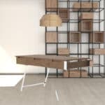 Walnut and Chrome Rectangular Writing Desk With Three Drawers 11 Walnut and Chrome Rectangular Writing Desk With Three Drawers