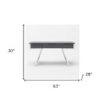 Gray Rectangular Writing Desk With Drawers and Stainless Steel Legs 14 Gray Rectangular Writing Desk With Drawers and Stainless Steel Legs