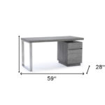 Elm Grey Rectangular Writing Desk With Two Drawers 59 Inch 14 Elm Grey Rectangular Writing Desk With Two Drawers 59 Inch