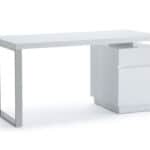 White Rectangular Writing Desk With Two Drawers 59 Inches 8 White Rectangular Writing Desk With Two Drawers 59 Inches