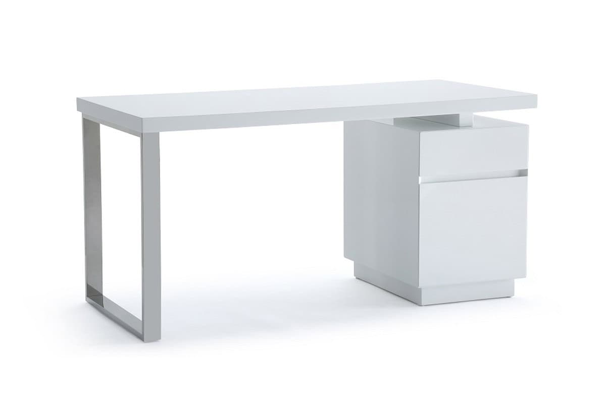 White Rectangular Writing Desk With Two Drawers 59 Inches 1 White Rectangular Writing Desk With Two Drawers 59 Inches