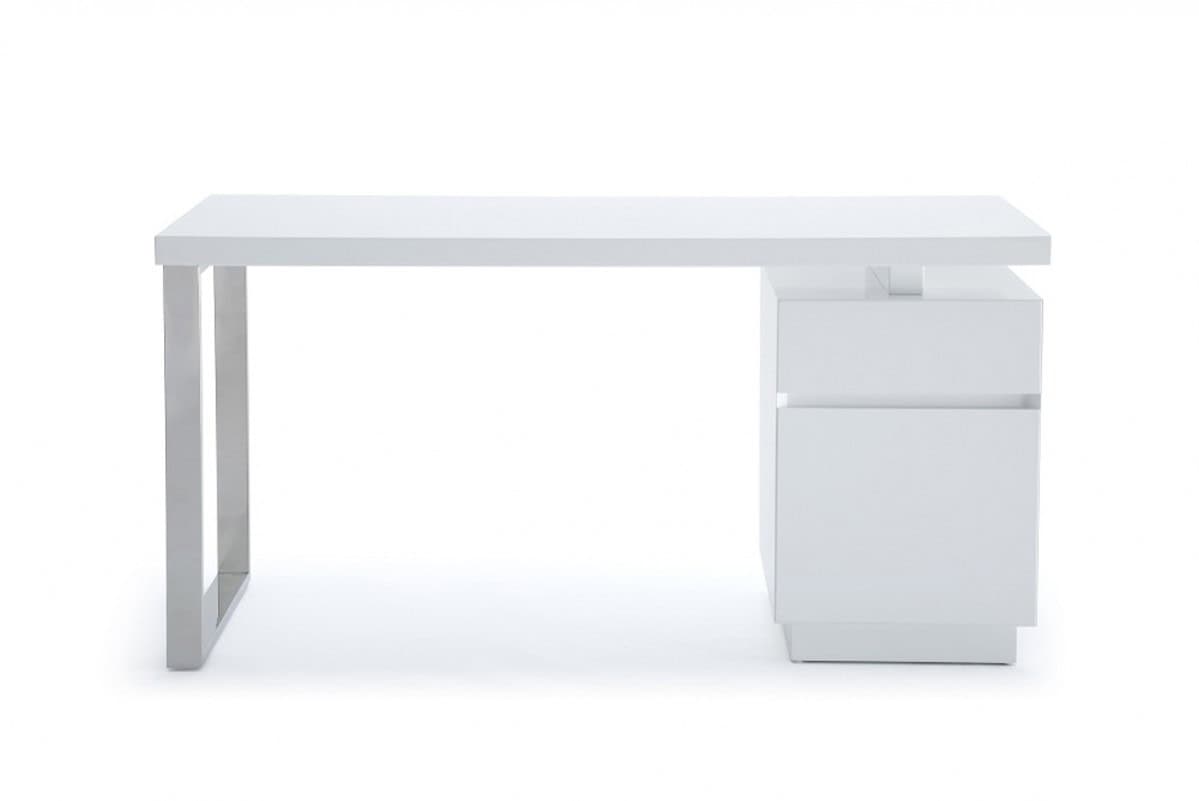 White Rectangular Writing Desk With Two Drawers 59 Inches 2 White Rectangular Writing Desk With Two Drawers 59 Inches - Image 2