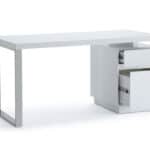 White Rectangular Writing Desk With Two Drawers 59 Inches 10 White Rectangular Writing Desk With Two Drawers 59 Inches