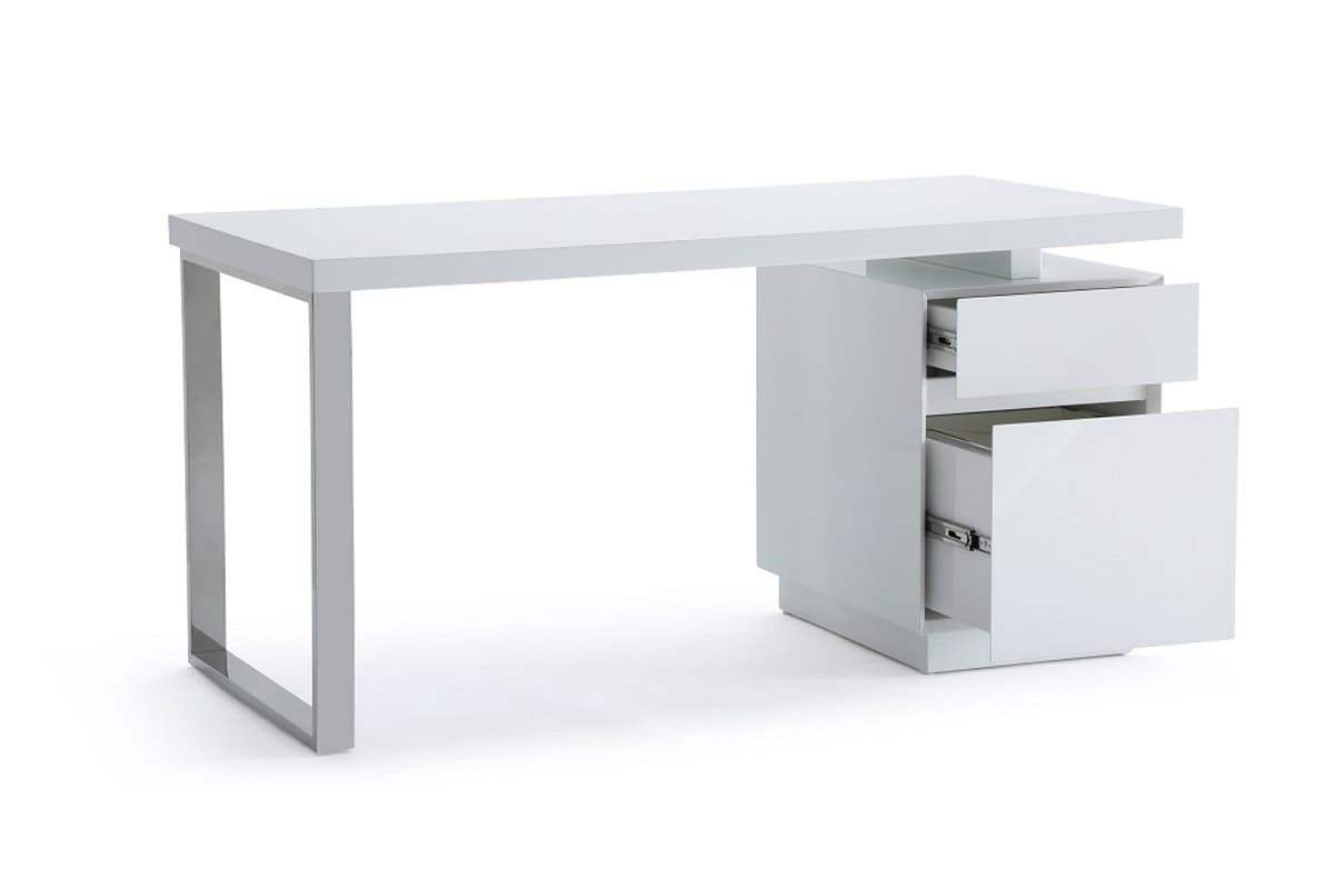 White Rectangular Writing Desk With Two Drawers 59 Inches 3 White Rectangular Writing Desk With Two Drawers 59 Inches - Image 3