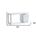 White Rectangular Writing Desk With Two Drawers 59 Inches 14 White Rectangular Writing Desk With Two Drawers 59 Inches