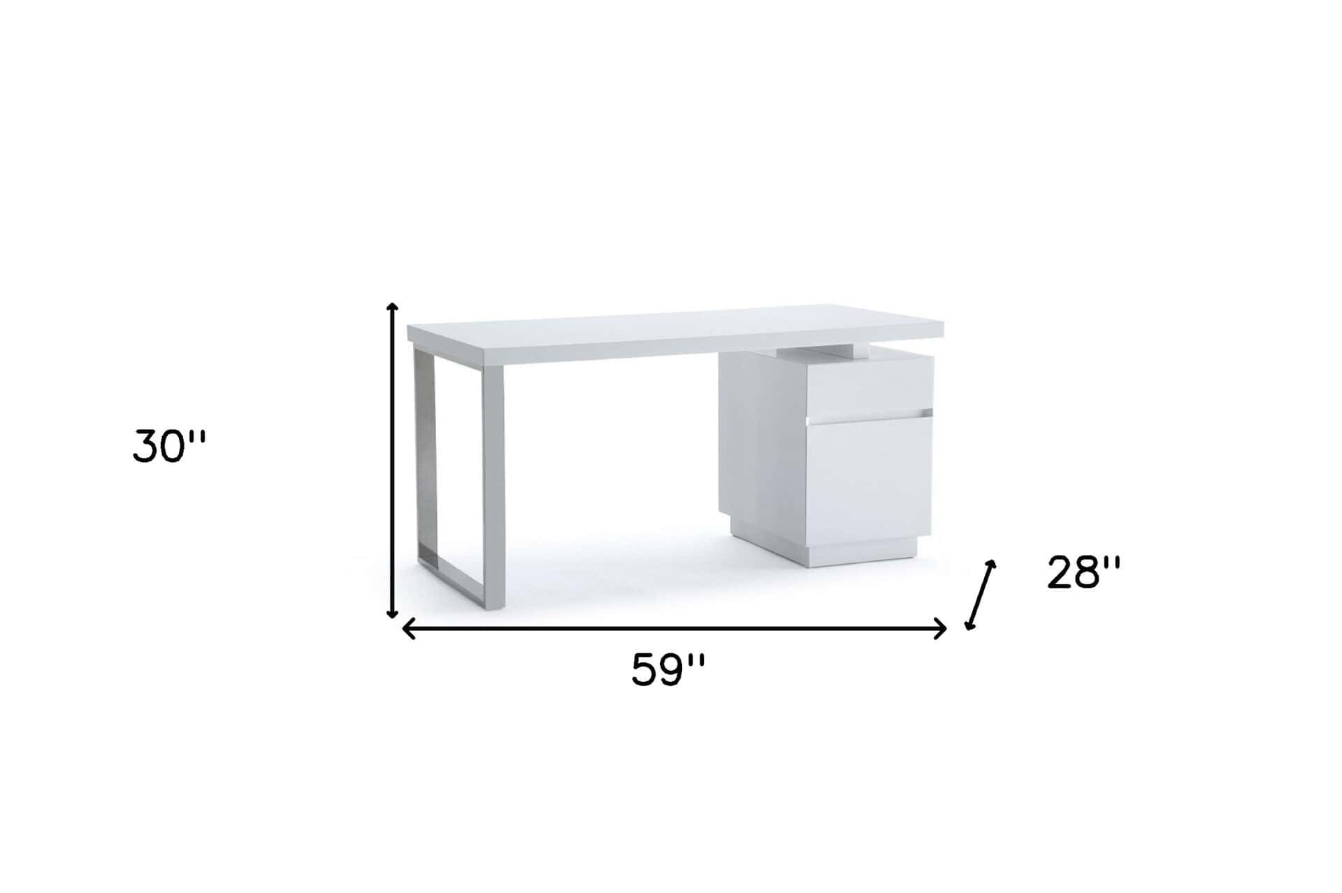 White Rectangular Writing Desk With Two Drawers 59 Inches 7 White Rectangular Writing Desk With Two Drawers 59 Inches - Image 7