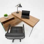 Walnut and Glass L Shaped Writing Desk With Storage 14 Walnut and Glass L Shaped Writing Desk With Storage