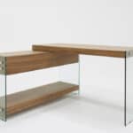 Walnut and Glass L Shaped Writing Desk With Storage 15 Walnut and Glass L Shaped Writing Desk With Storage