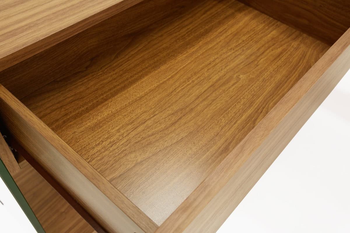 Walnut and Glass L Shaped Writing Desk With Storage 4 Walnut and Glass L Shaped Writing Desk With Storage - Image 4