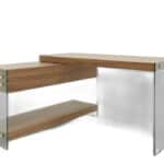 Walnut and Glass L Shaped Writing Desk With Storage 9 Walnut and Glass L Shaped Writing Desk With Storage