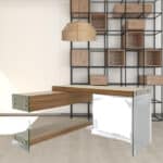Walnut and Glass L Shaped Writing Desk With Storage 10 Walnut and Glass L Shaped Writing Desk With Storage