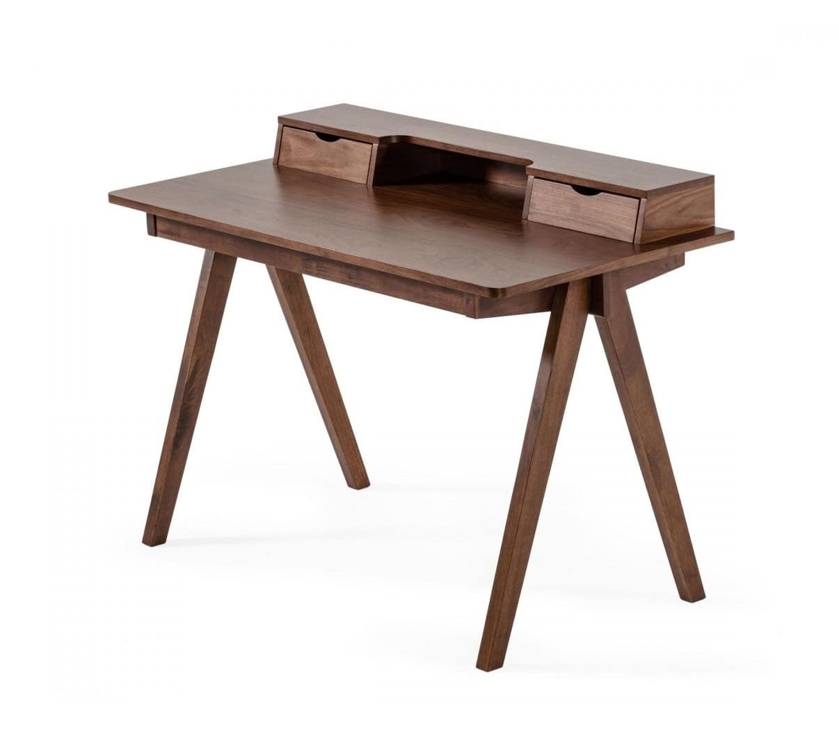 Walnut Rectangular Writing Desk With Two Drawers 48 Inch 3 Walnut Rectangular Writing Desk With Two Drawers 48 Inch - Image 3