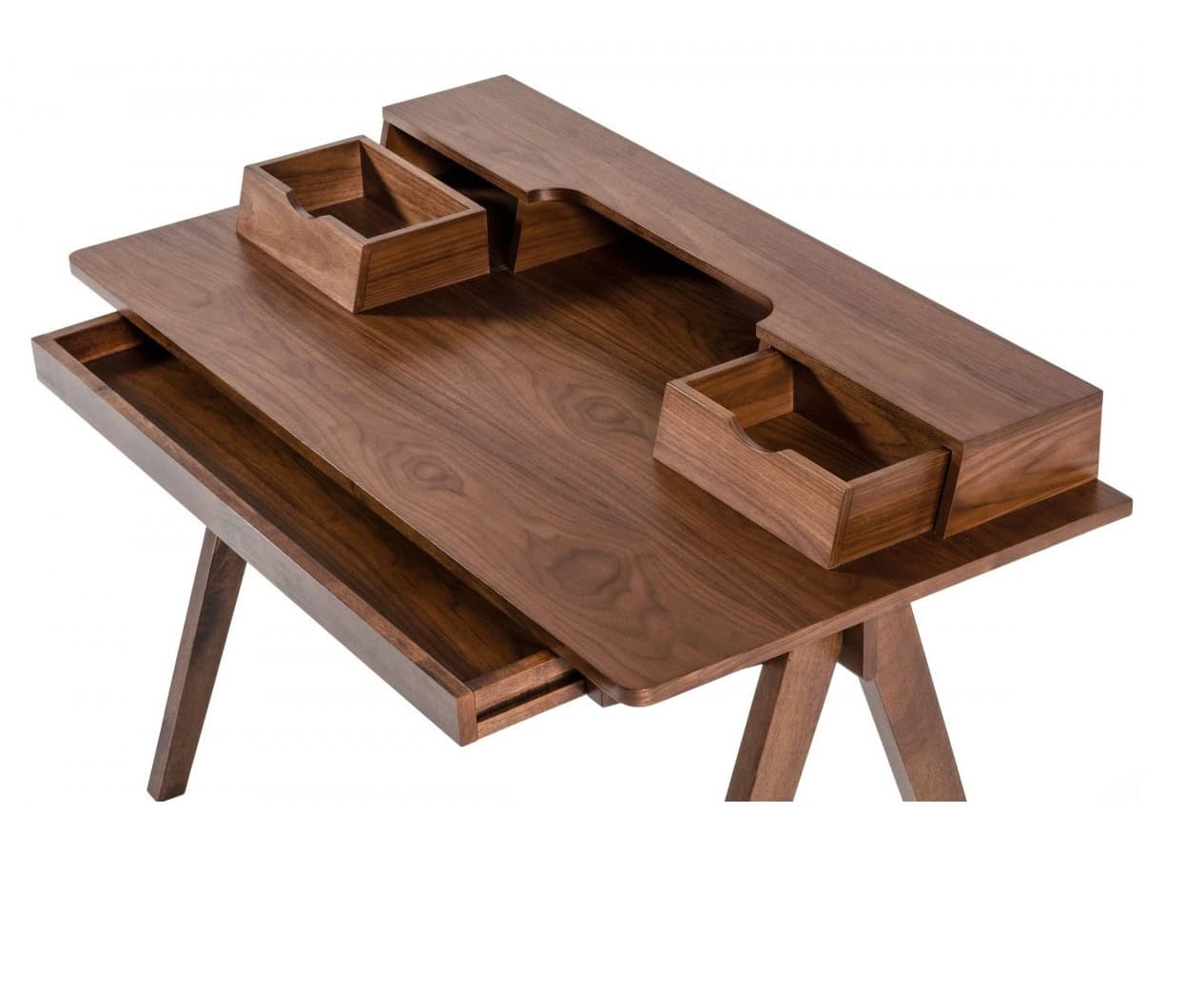 Walnut Rectangular Writing Desk With Two Drawers 48 Inch 5 Walnut Rectangular Writing Desk With Two Drawers 48 Inch - Image 5