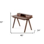 Walnut Rectangular Writing Desk With Two Drawers 48 Inch 16 Walnut Rectangular Writing Desk With Two Drawers 48 Inch
