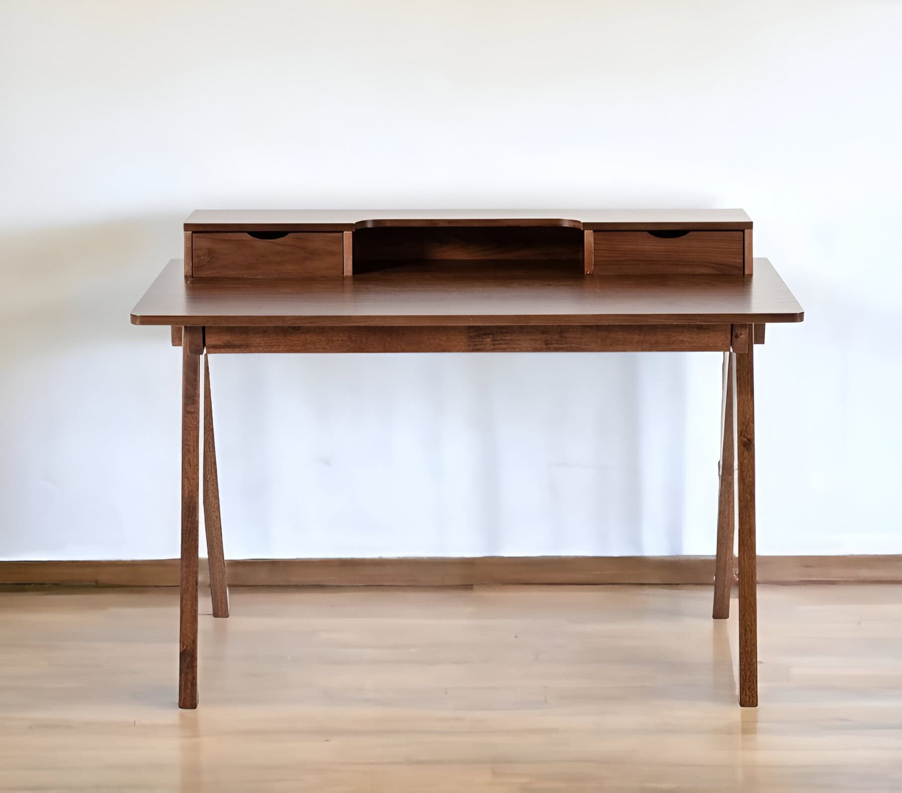 Walnut Rectangular Writing Desk With Two Drawers 48 Inch 2 Walnut Rectangular Writing Desk With Two Drawers 48 Inch - Image 2