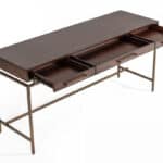 Dark Mango Wood Writing Desk with Three Drawers 63 Inch 10 Dark Mango Wood Writing Desk with Three Drawers 63 Inch