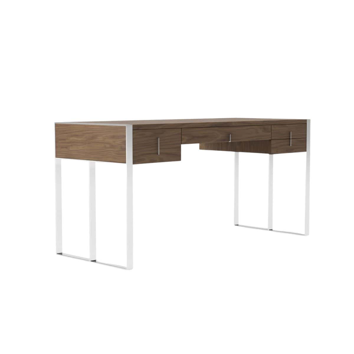 62 Inch Brown and Silver Writing Desk With Four Drawers 3 62 Inch Brown and Silver Writing Desk With Four Drawers - Image 3