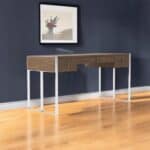 62 Inch Brown and Silver Writing Desk With Four Drawers 10 62 Inch Brown and Silver Writing Desk With Four Drawers