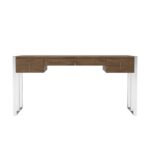 62 Inch Brown and Silver Writing Desk With Four Drawers 7 62 Inch Brown and Silver Writing Desk With Four Drawers