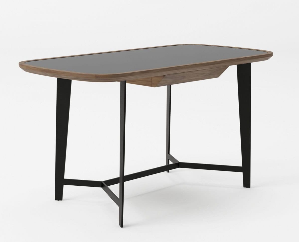 Walnut and Black Glass Rectangular Writing Desk 55 Inch 1 Walnut and Black Glass Rectangular Writing Desk 55 Inch
