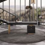 Gray and Gold Writing Desk with Four Drawers and Sled Base 12 Gray and Gold Writing Desk with Four Drawers and Sled Base