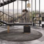 Gray and Gold Writing Desk with Four Drawers and Sled Base 13 Gray and Gold Writing Desk with Four Drawers and Sled Base
