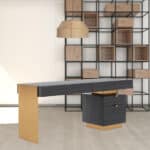 Gray and Gold Writing Desk with Four Drawers and Sled Base 9 Gray and Gold Writing Desk with Four Drawers and Sled Base
